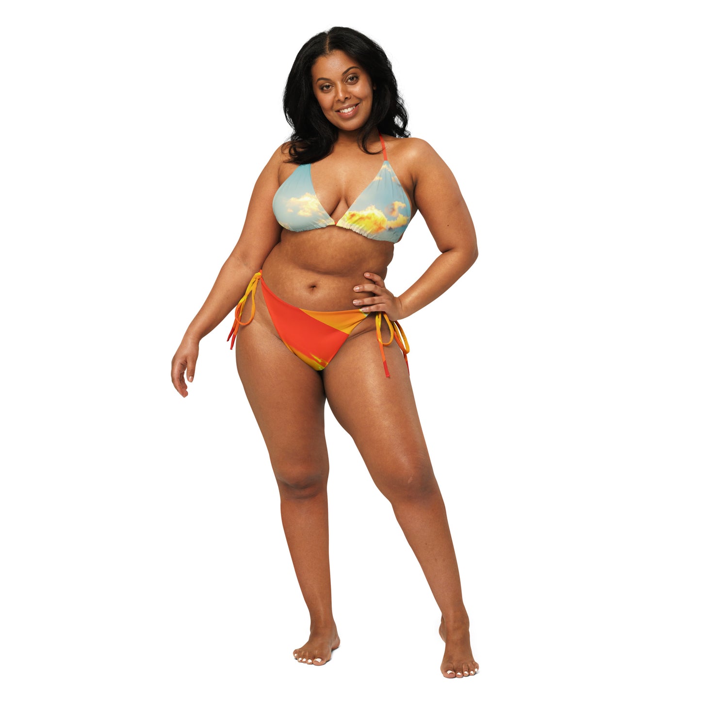 Strappy recycled string bikini, Custom, Sunset