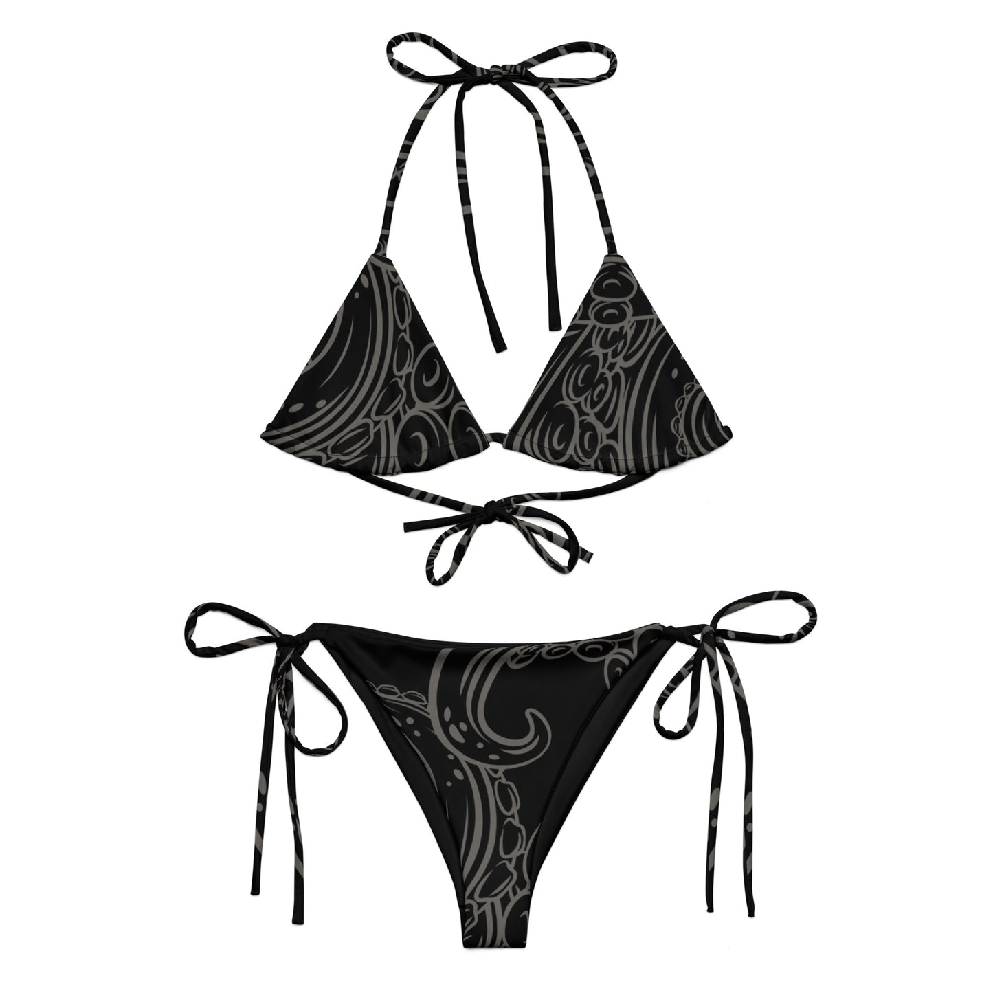 Bottom Time Strappy recycled string bikini, Octopus Swimwear