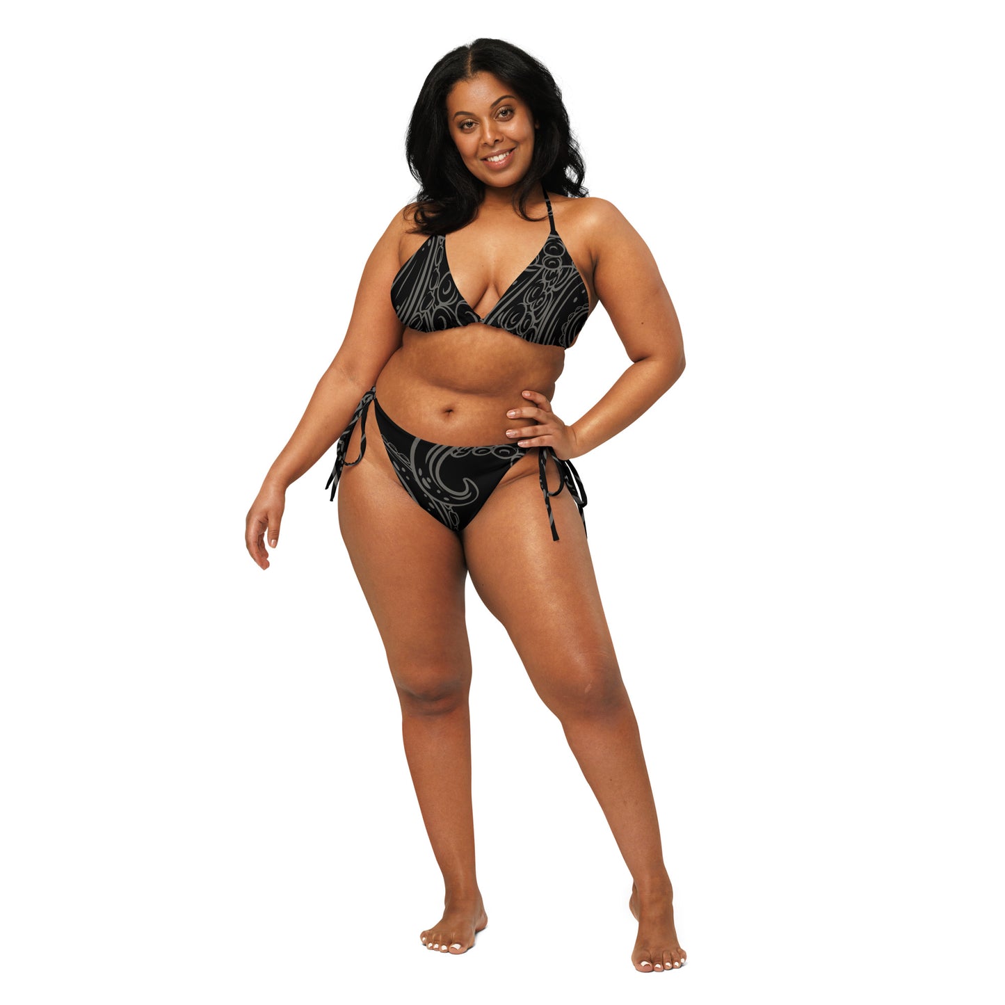 Bottom Time Strappy recycled string bikini, Octopus Swimwear