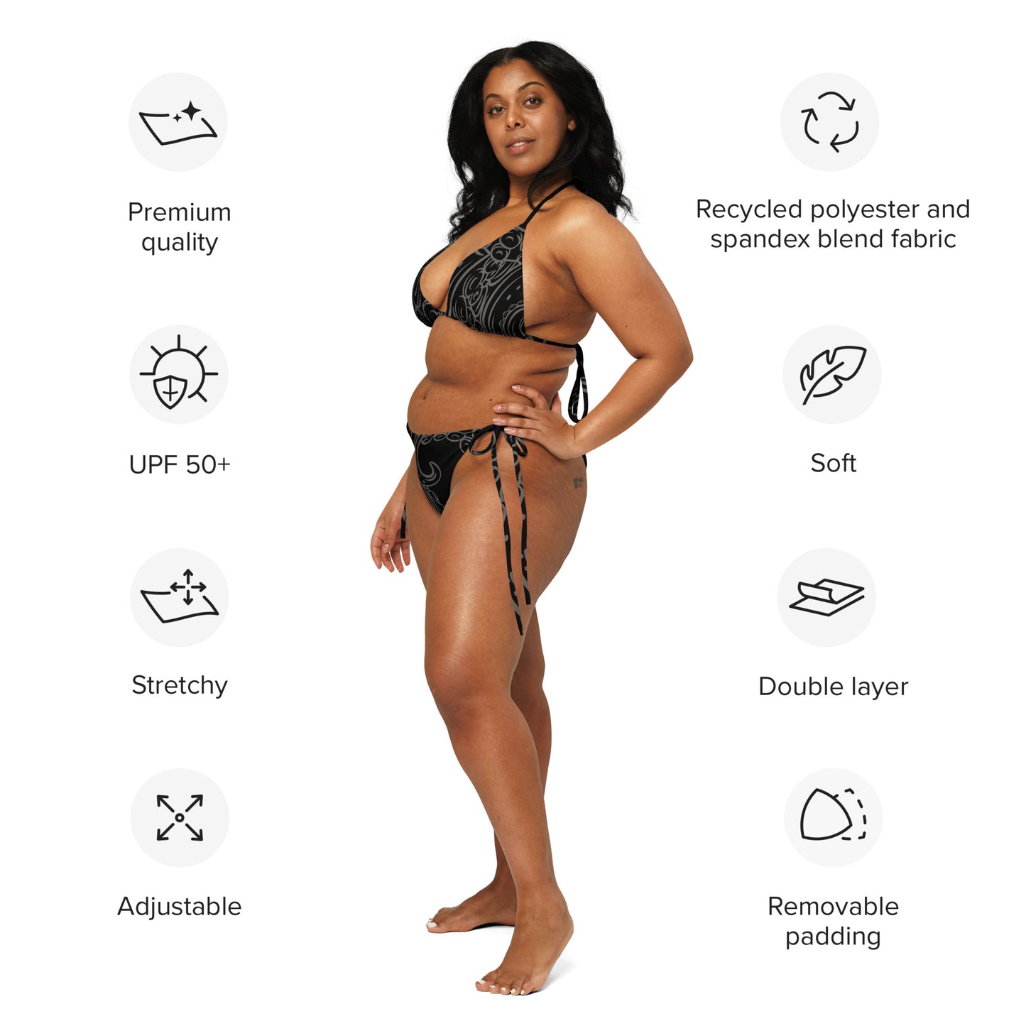 Bottom Time Strappy recycled string bikini, Octopus Swimwear