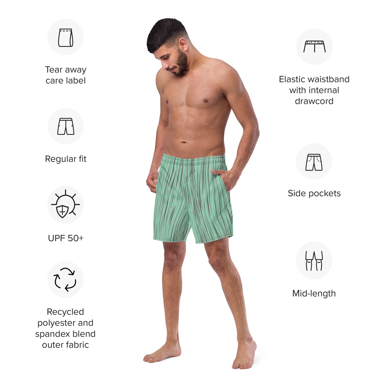 Bottom Time™ Eco-Friendly Men's Swim Trunks, Sea Turtle