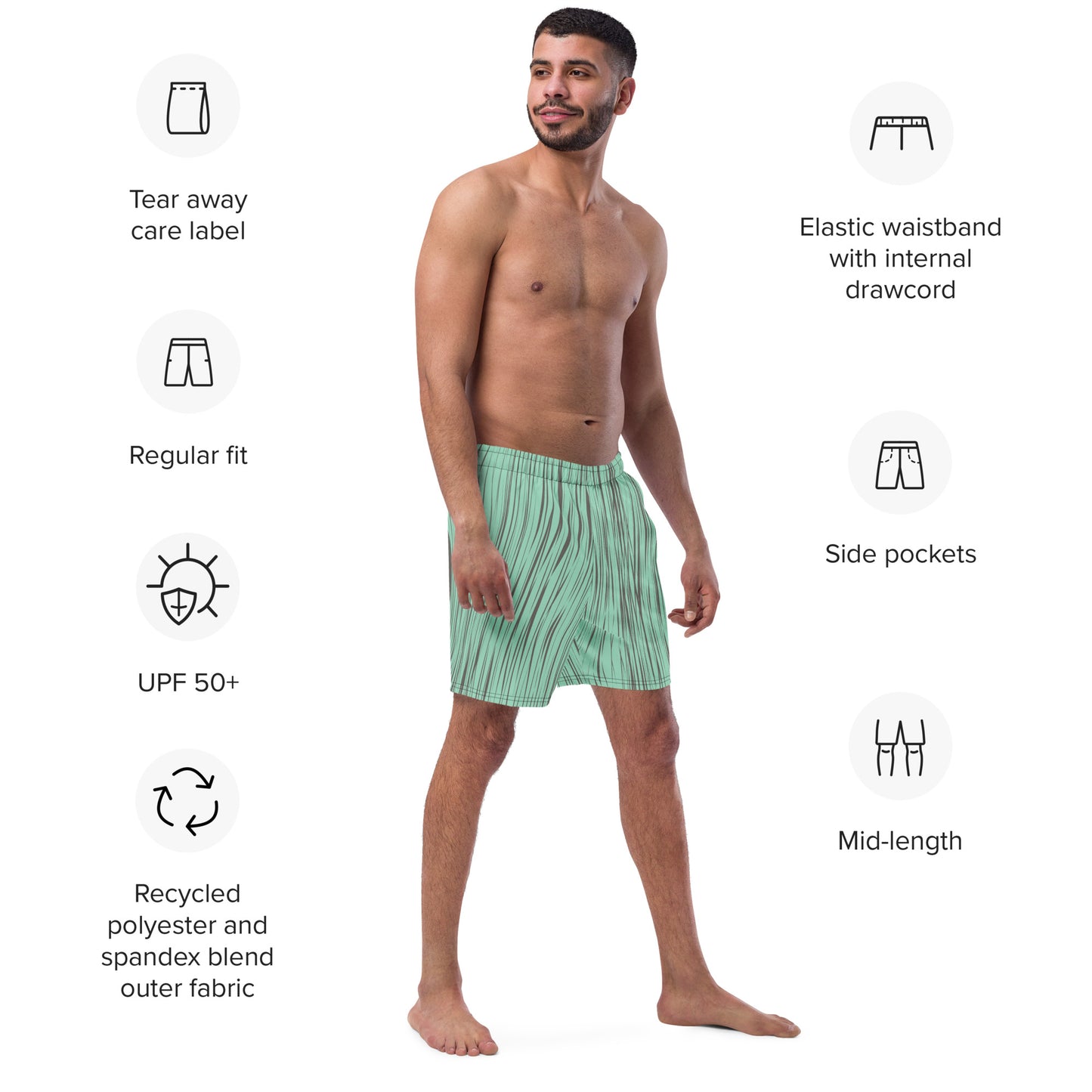 Bottom Time™ Eco-Friendly Men's Swim Trunks, Sea Turtle