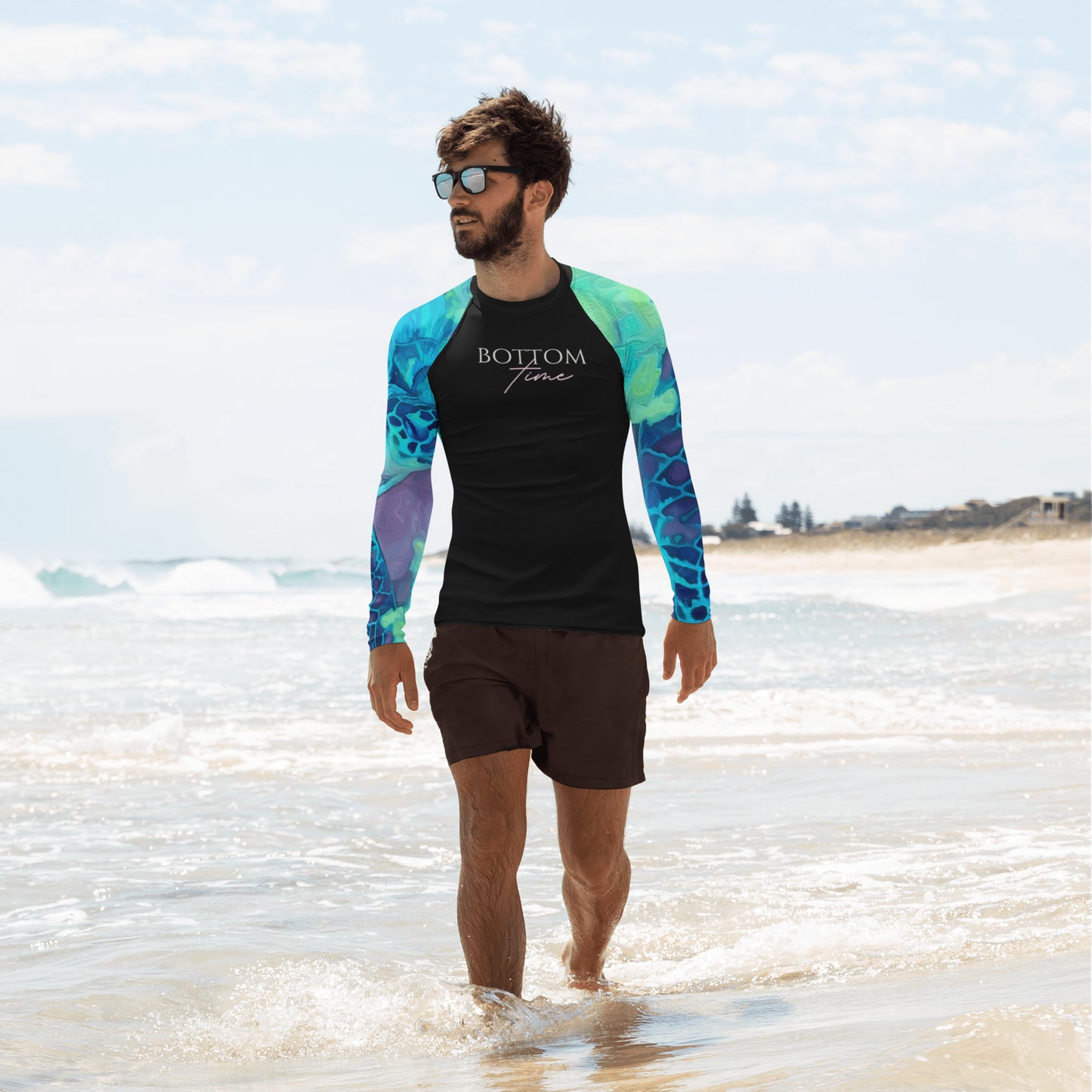 Bottom Time™ Eco-Friendly Men's Rash Guard, Ocean, Sea Turtle, Sets