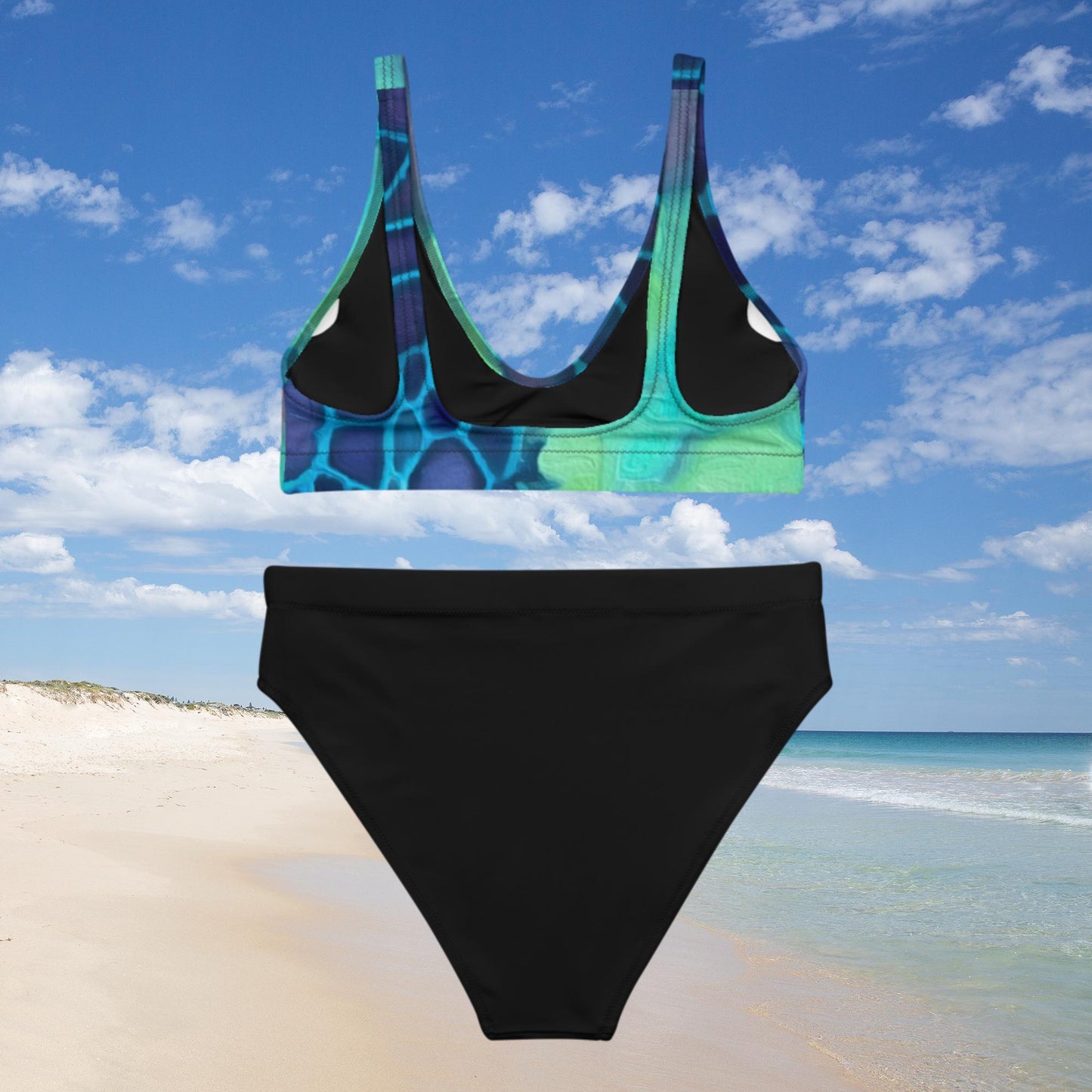 Bottom Time™ Eco-Friendly Recycled High-Waisted Bikini, Two-Piece Swimsuit, Sea Turtle