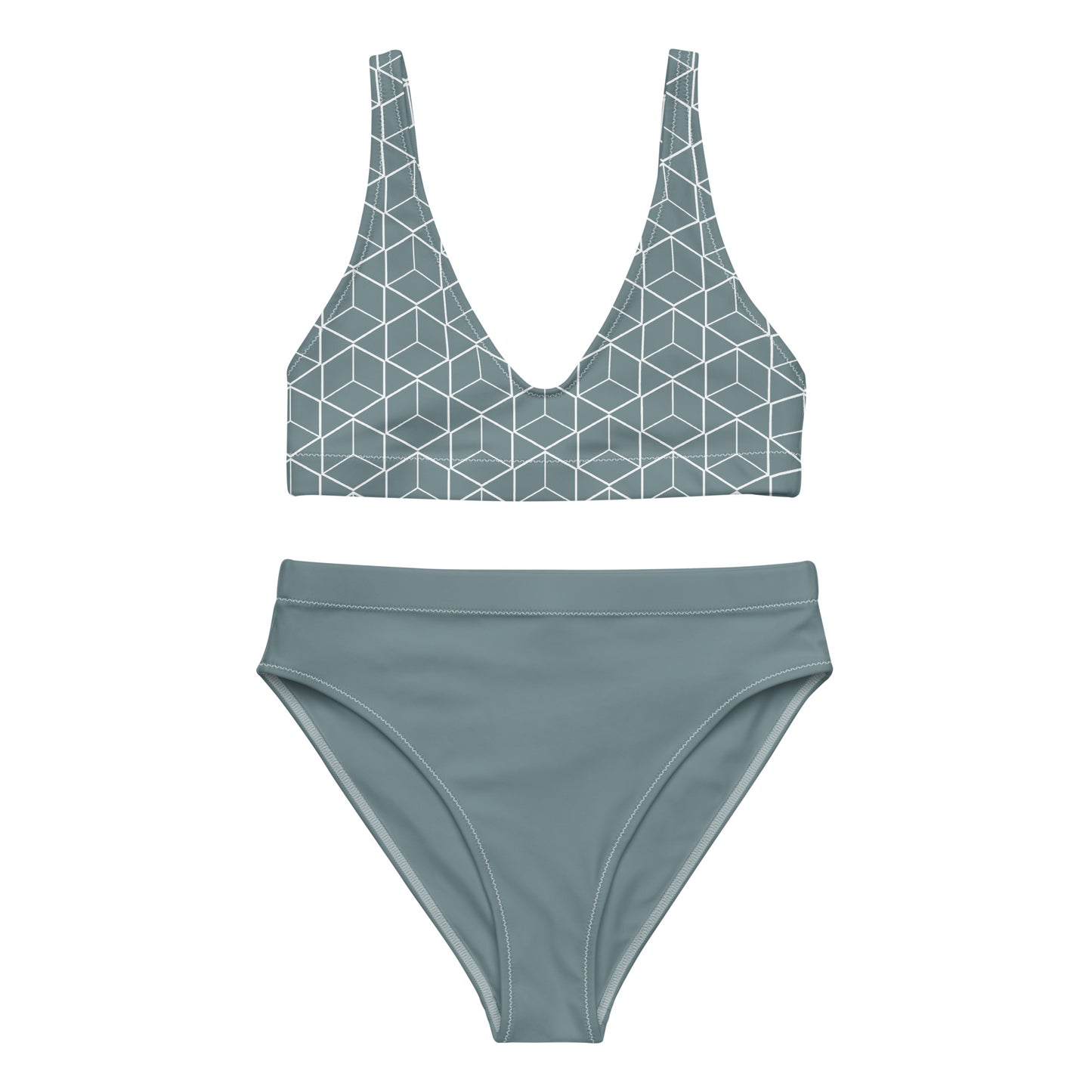 Bottom Time™ Eco-Friendly Recycled High-Waisted Bikini, Two-Piece Swimsuit, Diamond, Sets