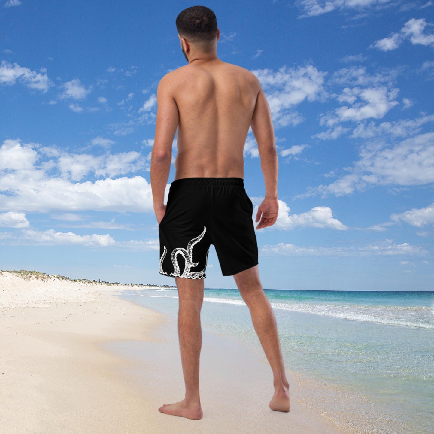Bottom Time™ Eco-Friendly Men's Swim Trunks, black and white, Octopus, Sets