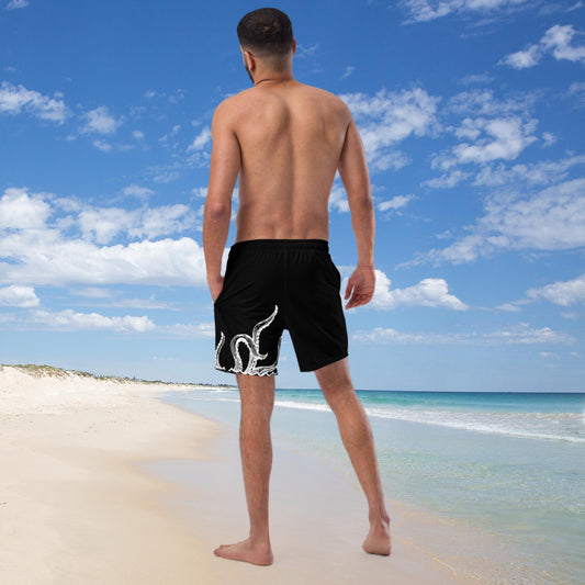 Bottom Time™ Eco-Friendly Men's Swim Trunks, black and white, Octopus, Sets