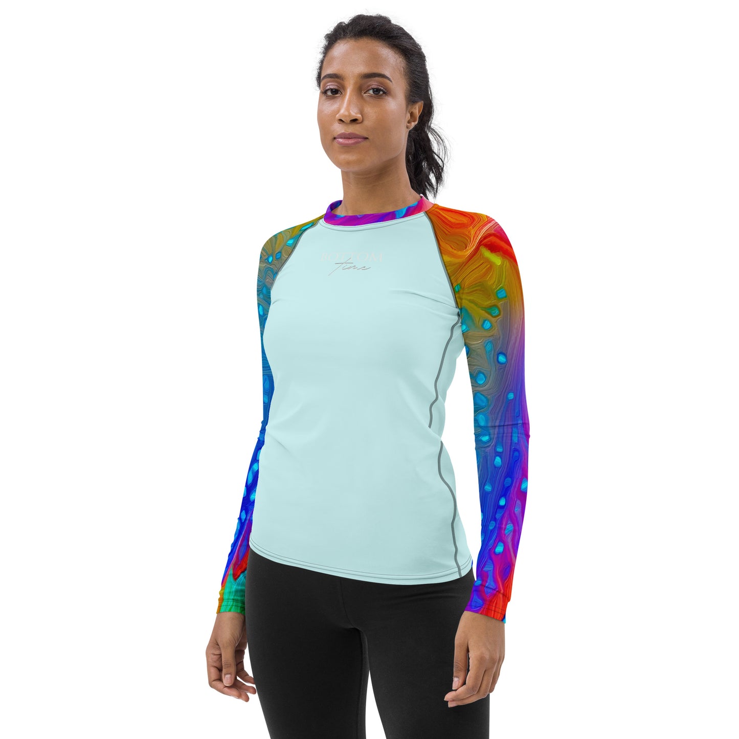 Fish inspired rash guard, yellow tail