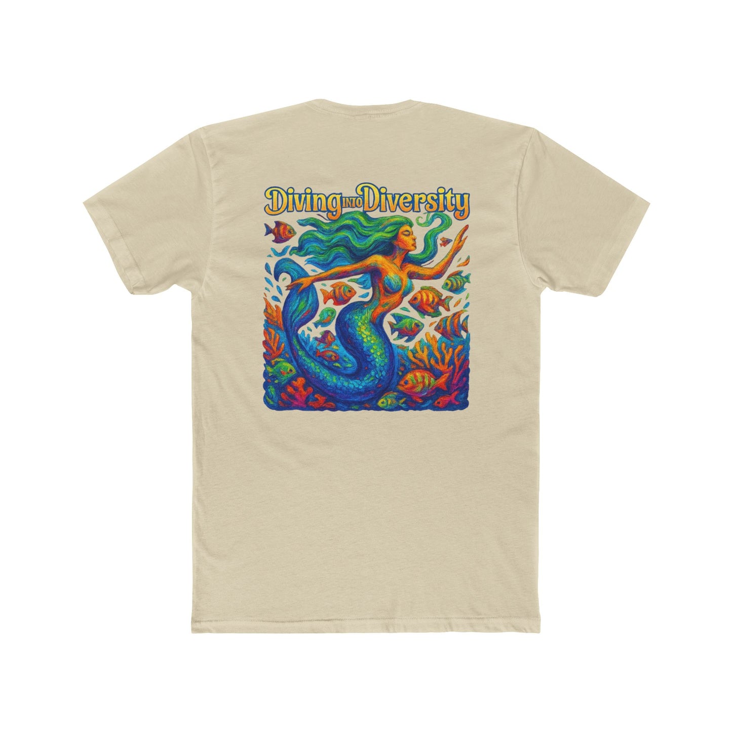 Diving Diversity Mermaid Tee | Unisex Cotton Crew Shirt, Ocean Vibes T-shirt, Beachwear, Casual Wear, Eco-Friendly Apparel, Pride wear