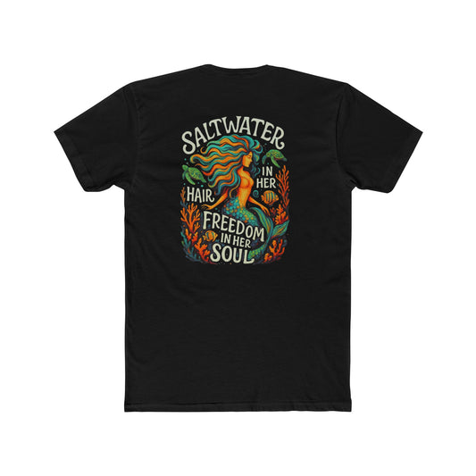Saltwater Hair Freedom Unisex Cotton Crew Tee, Beachwear, Casual T-Shirt, Ocean Lover Gift, Summer Wardrobe Essential, women Scuba diver gift