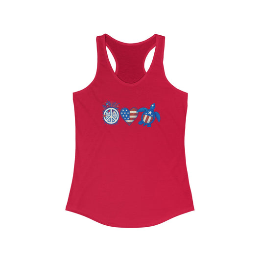 July 4th Tank, Patriotic Beach Tank, Women's Racerback Summer Top, Perfect for Independence Day, Beach Days, Gifts for Sea Turtle Lovers, Cute Summer Apparel, Travel