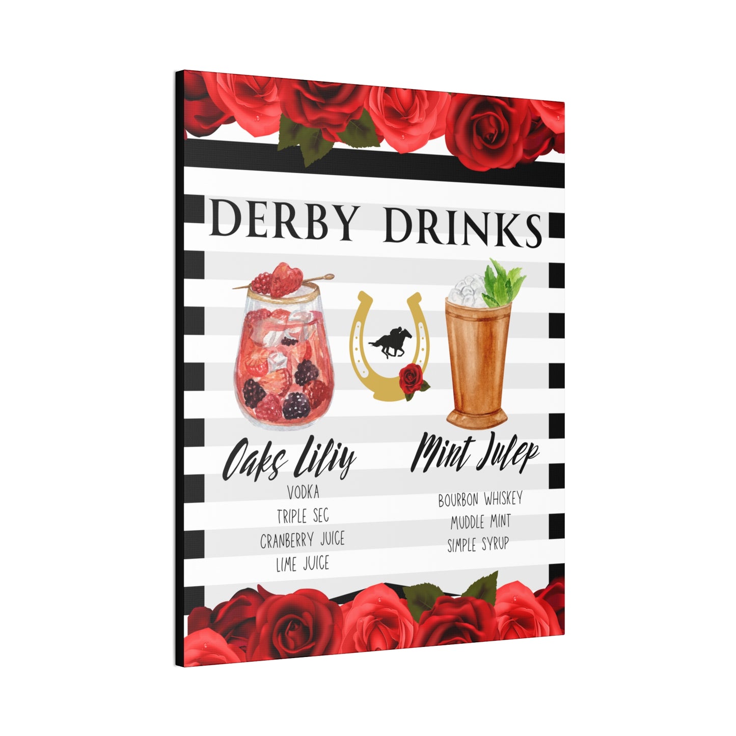 Kentucky Derby Drinks Poster, Canvas Stretched