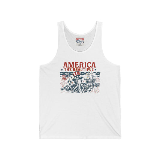4th of July Tank - Summer Casual Wear, Beach Clothing, Gift for Her, Nature Lovers,  Gift for Octopus Lover, glow party, , festival shirt, glow party, rave shirt, neon shirt, drinking tank
