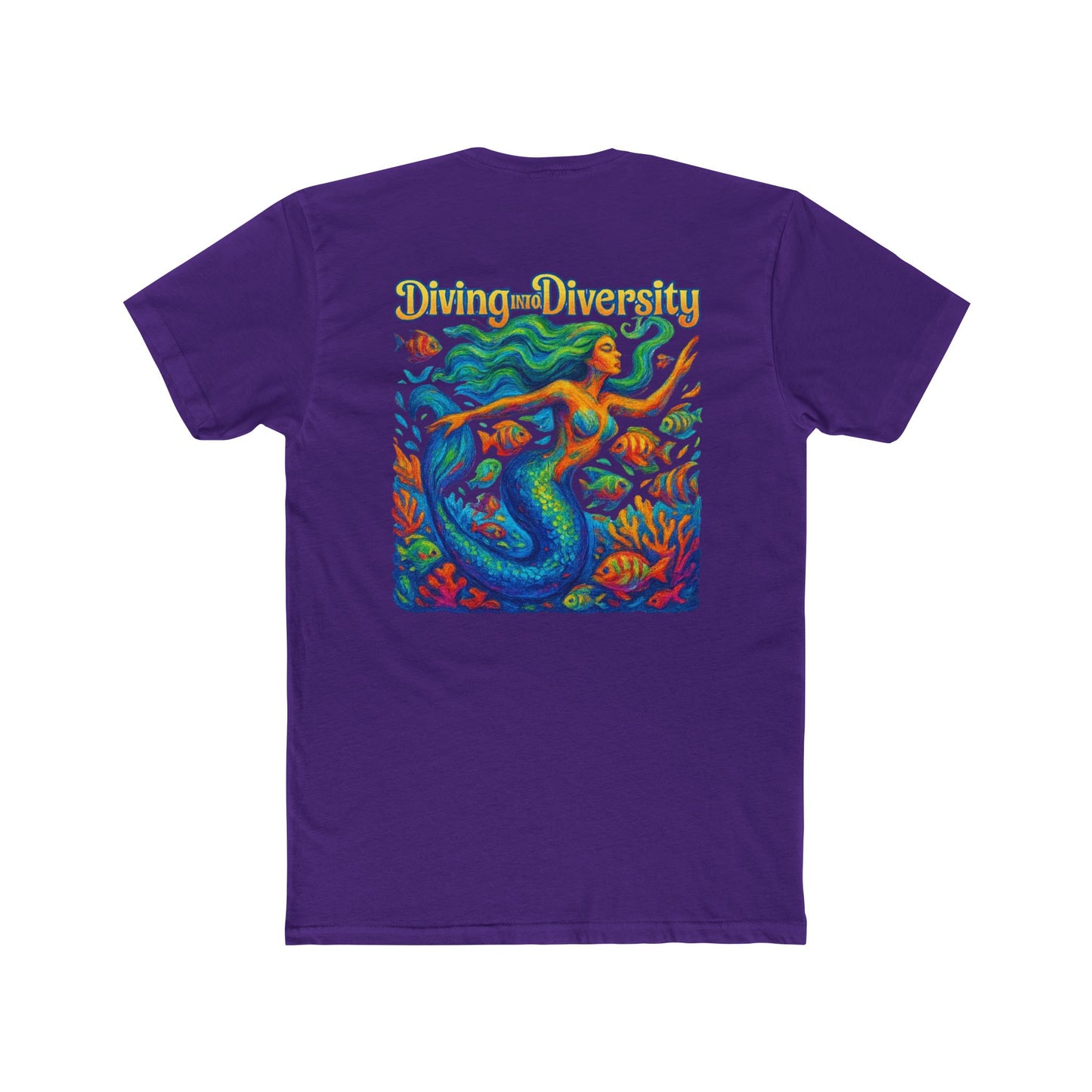 Diving Diversity Mermaid Tee | Unisex Cotton Crew Shirt, Ocean Vibes T-shirt, Beachwear, Casual Wear, Eco-Friendly Apparel, Pride wear