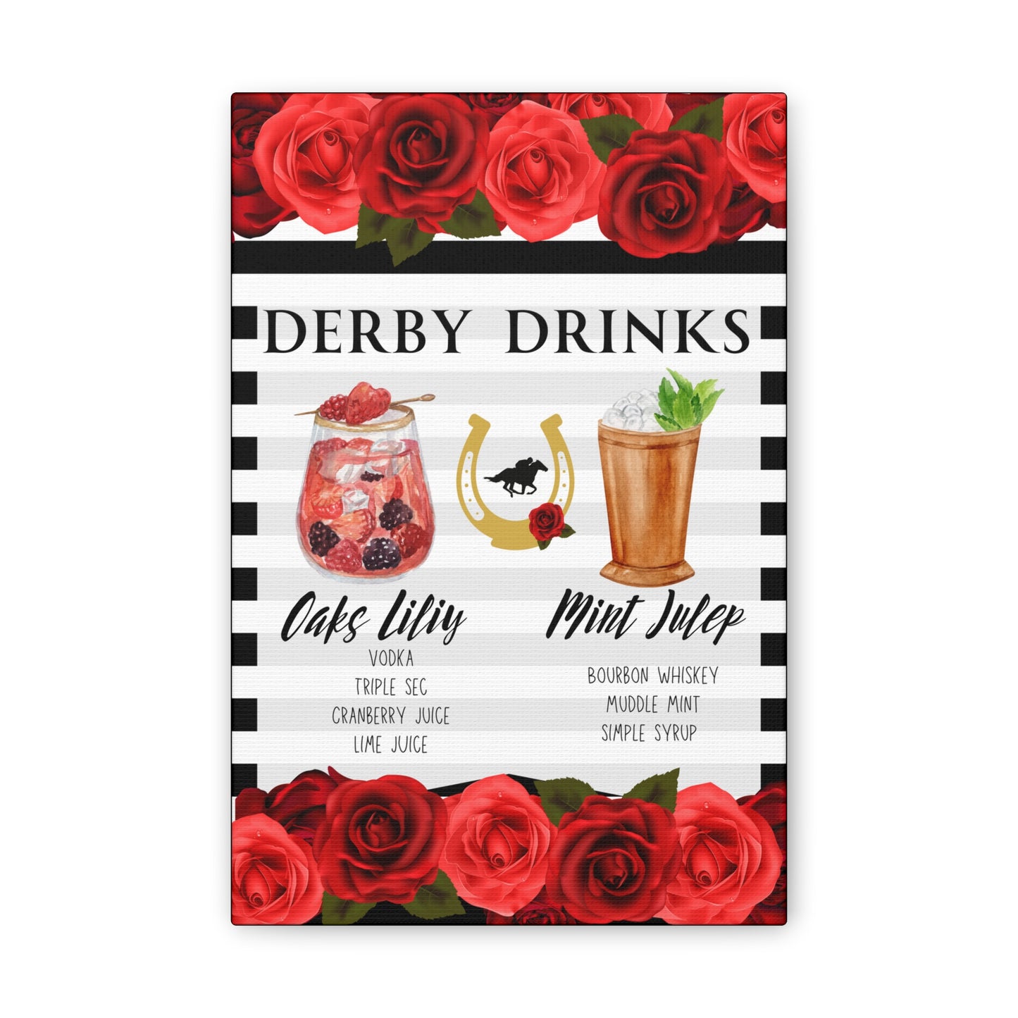 Kentucky Derby Drinks Poster, Canvas Stretched