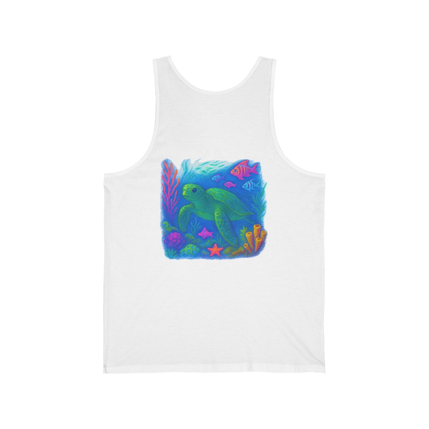 Sea Turtl Ocean Tank, Gift for sea turtle lover , Unisex Jersey Tank - Fun Bottom Time Graphic Tee, Summer Beachwear, Casual Everyday Wear, Gift for Fish Lovers, USA Inspired Apparel