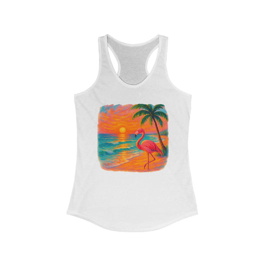 Women's Bottom Time Flamingo Racerback Tank, Summer Swim Top, Beach Workout Tank, Nautical Gift, Vacation Attire, Ocean Lover Apparel, Gift for Flamingo Lovers, Vacation Tank