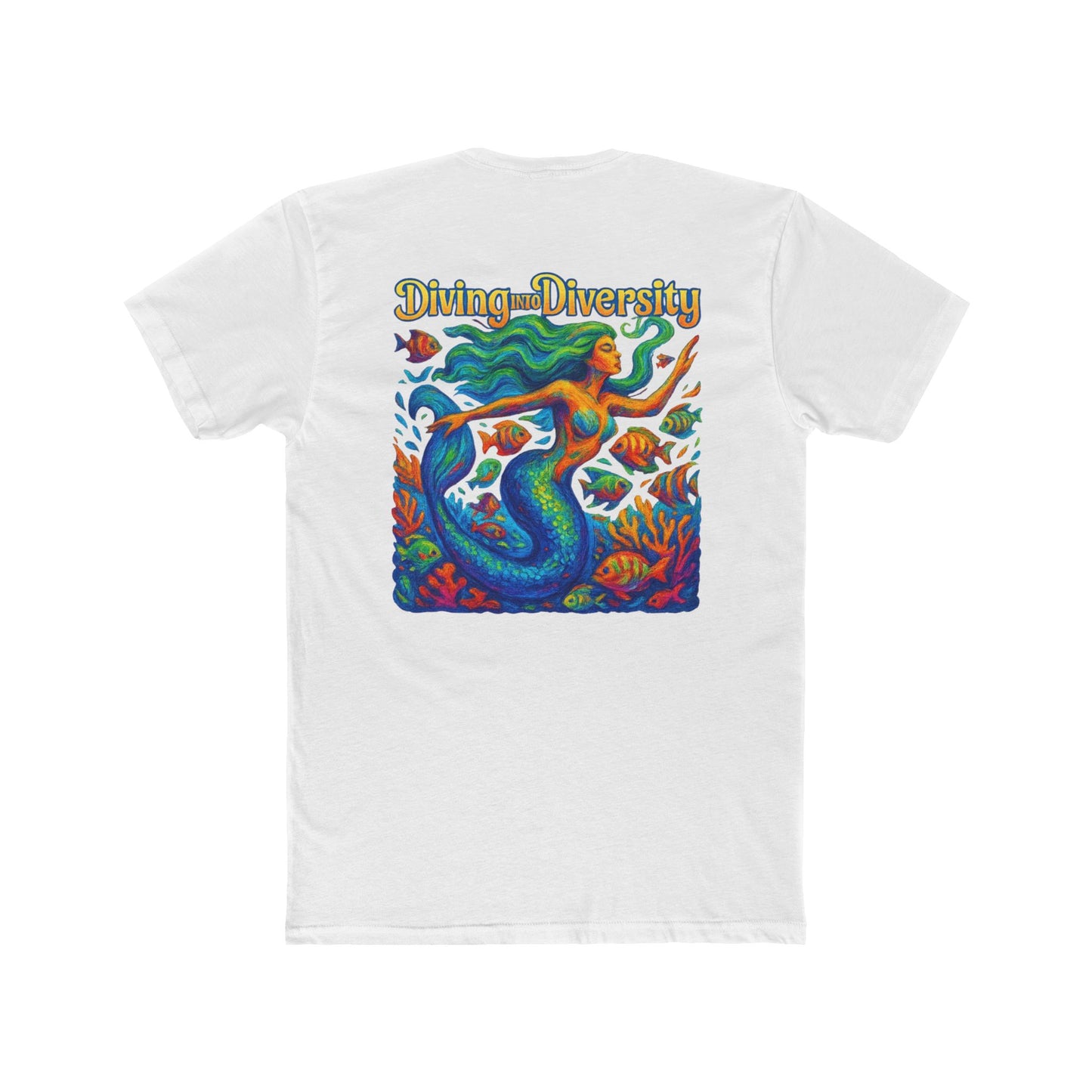 Diving Diversity Mermaid Tee | Unisex Cotton Crew Shirt, Ocean Vibes T-shirt, Beachwear, Casual Wear, Eco-Friendly Apparel, Pride wear