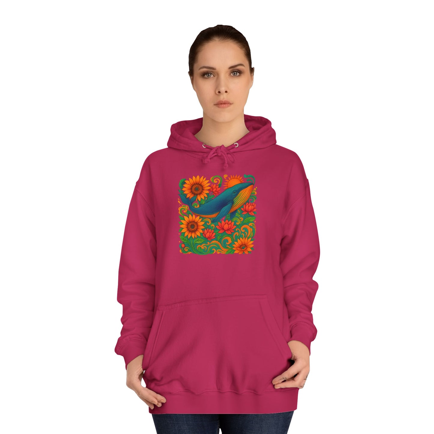 Bottom Time Unisex Whale College Hoodie, Ocean wear, beach lovers, marine animals, octopus, Perfect for Campus Life, Gifts for scuba divers, Relaxed Fit Hoodie, gift for Whale lovers