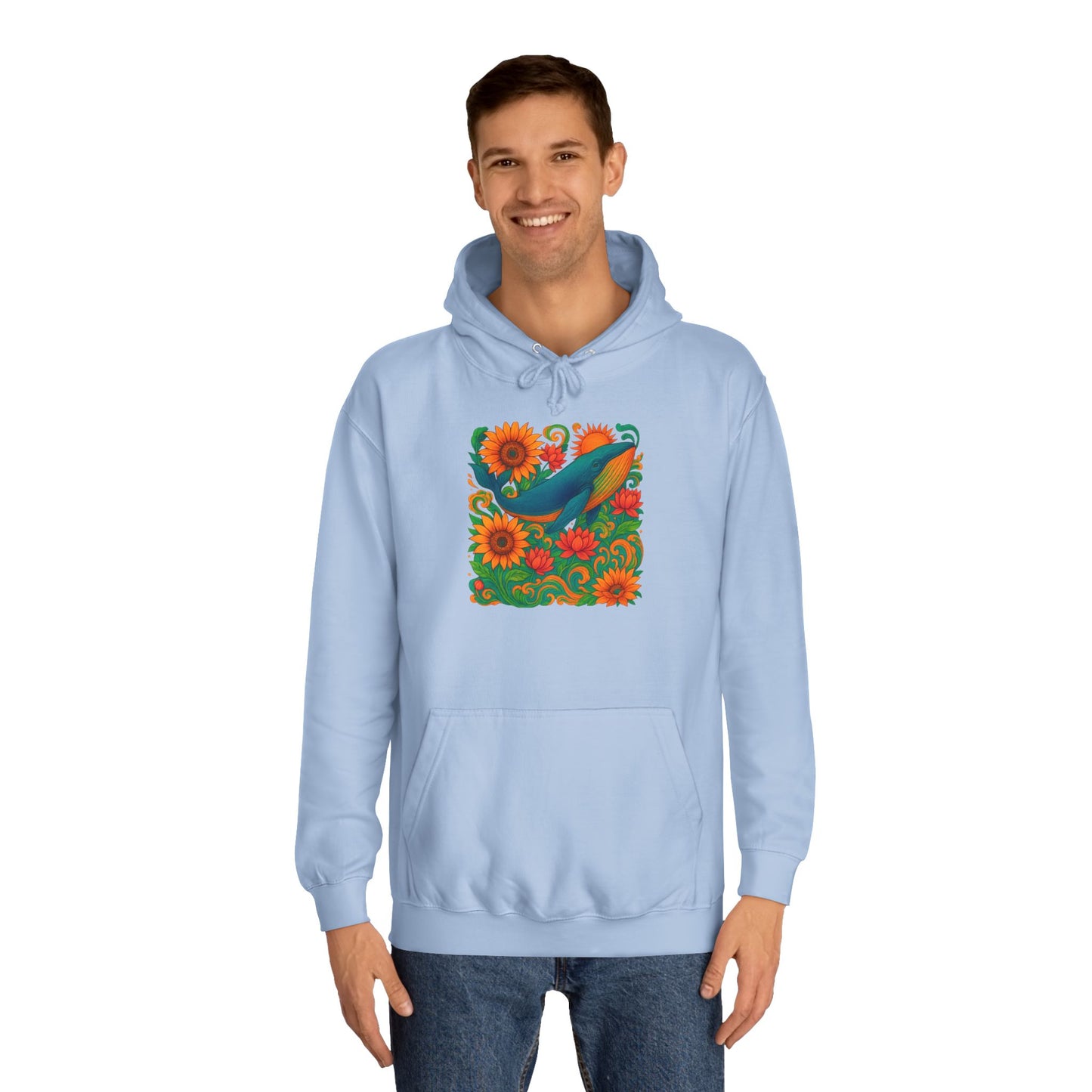 Bottom Time Unisex Whale College Hoodie, Ocean wear, beach lovers, marine animals, octopus, Perfect for Campus Life, Gifts for scuba divers, Relaxed Fit Hoodie, gift for Whale lovers