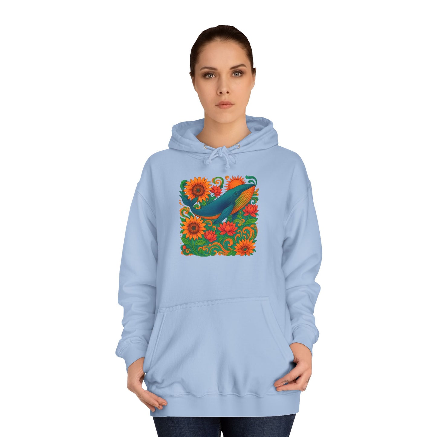 Bottom Time Unisex Whale College Hoodie, Ocean wear, beach lovers, marine animals, octopus, Perfect for Campus Life, Gifts for scuba divers, Relaxed Fit Hoodie, gift for Whale lovers