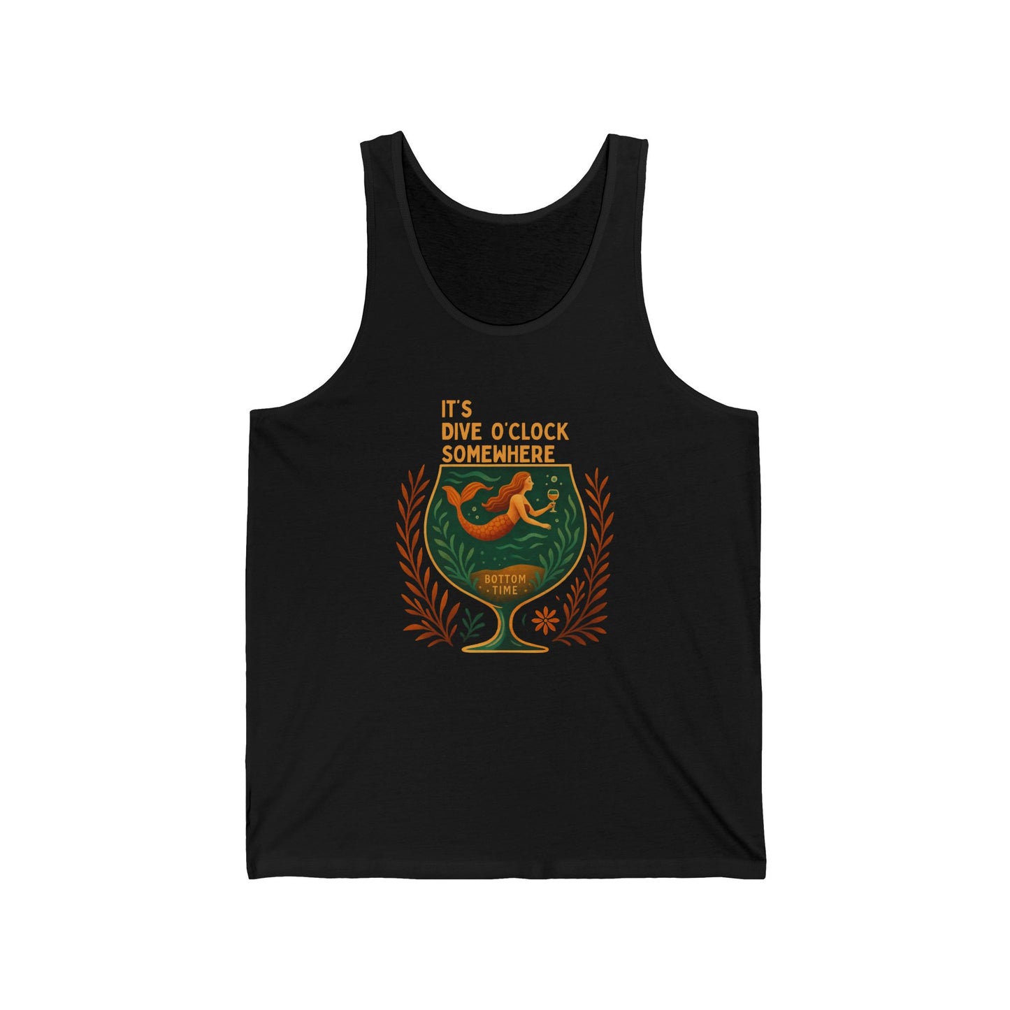 "Dive O'Clock" Unisex Jersey Tank, Summer Tank Top, Beachwear, Gift for Sailors, Pool Party Outfit, Casual Wear, Vacation Essentials