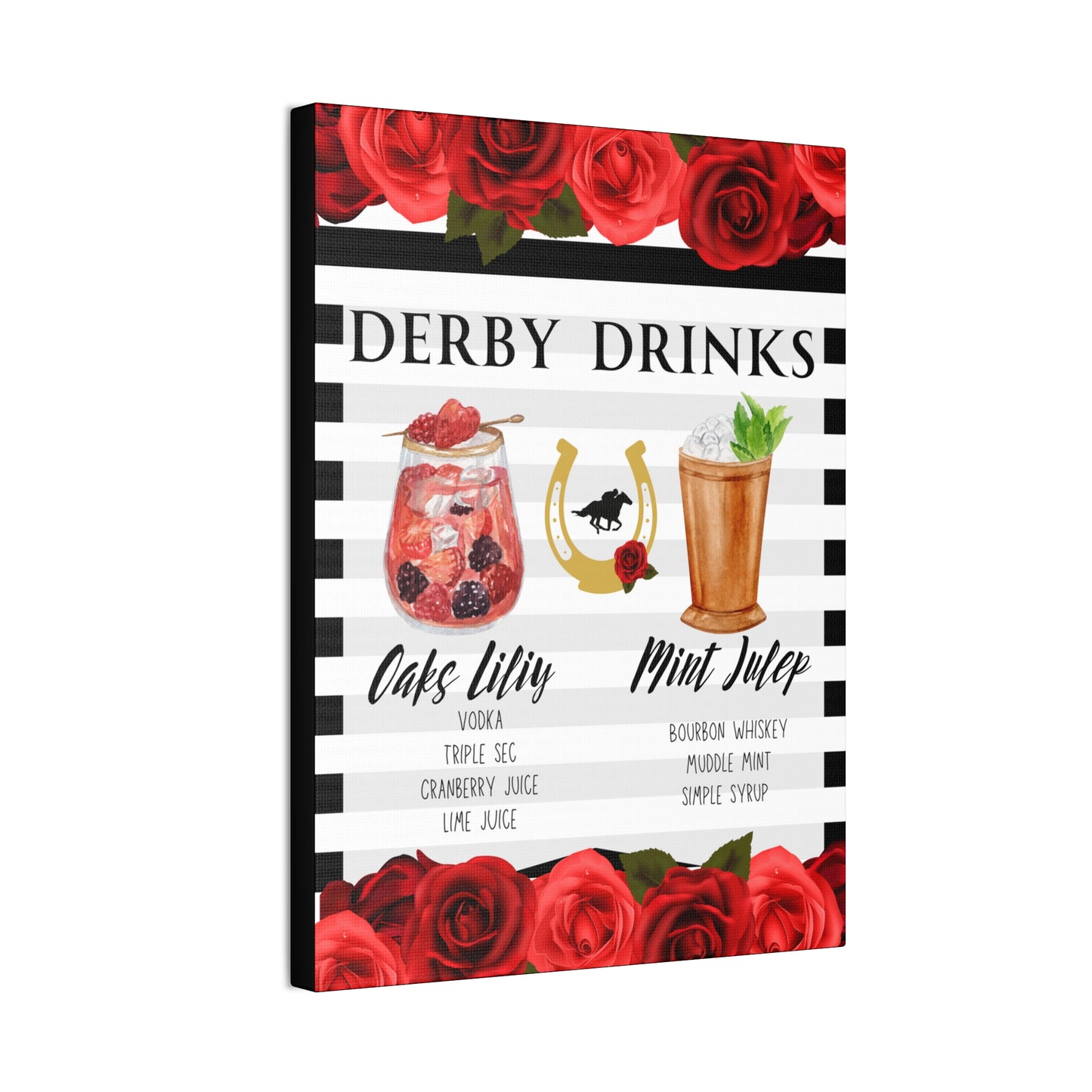 Kentucky Derby Drinks Poster, Canvas Stretched