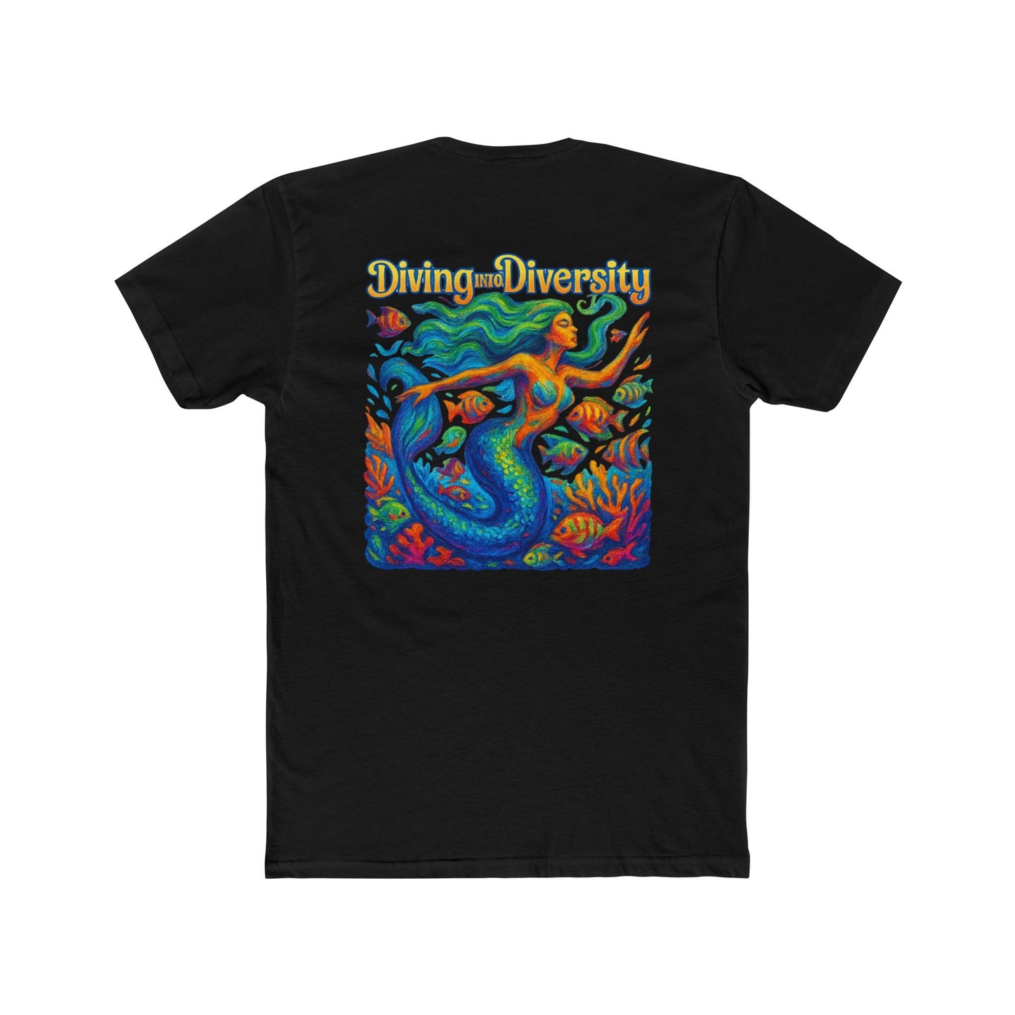 Diving Diversity Mermaid Tee | Unisex Cotton Crew Shirt, Ocean Vibes T-shirt, Beachwear, Casual Wear, Eco-Friendly Apparel, Pride wear