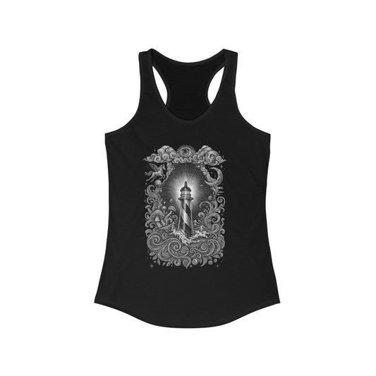 LighthouseTank Top - Black and White Tank, Summer Style, Beach Wear, Gifts for Ocean Lovers, Vacation Wear