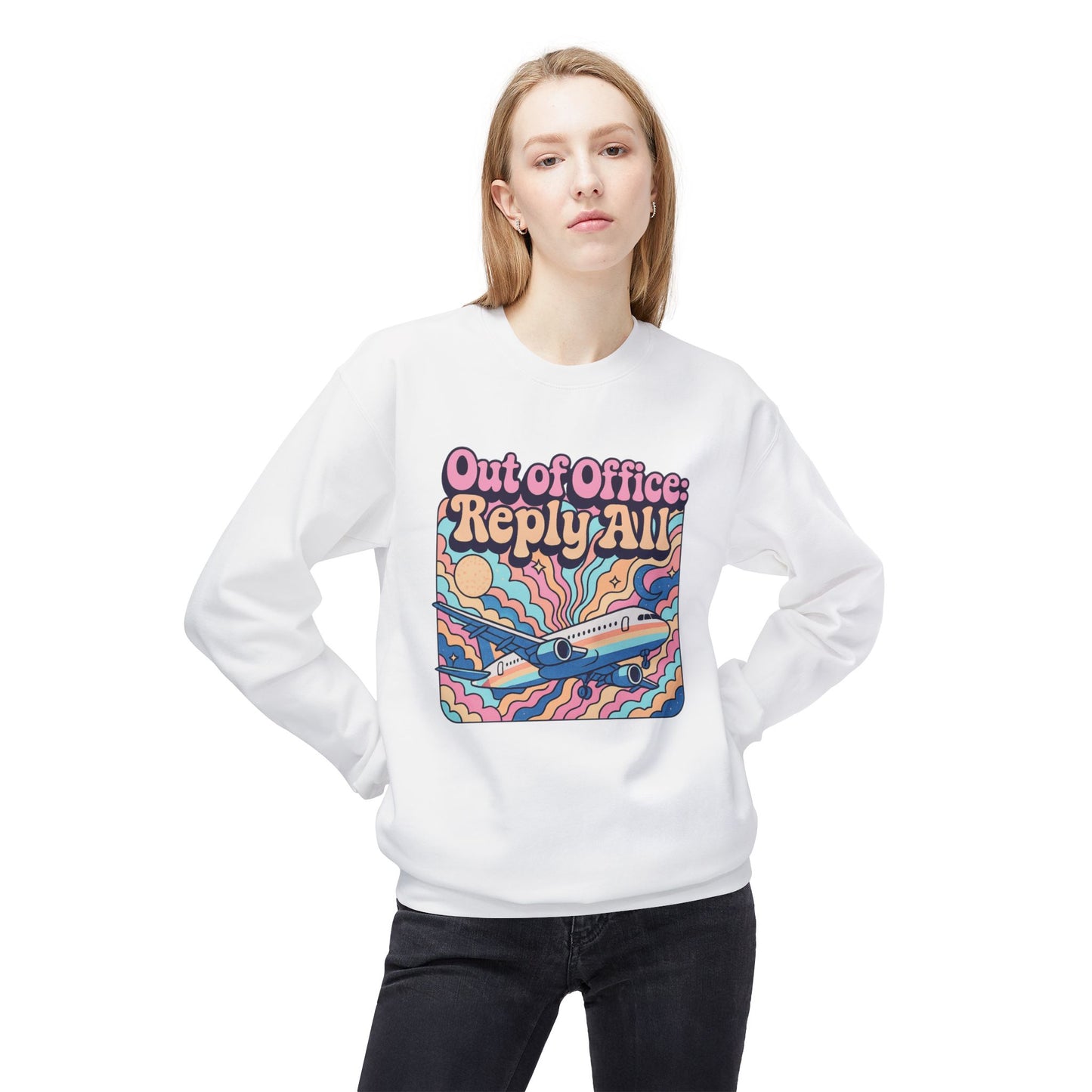 Unisex Fleece Sweatshirt: Out of Office Design, Cozy Travel Apparel, Perfect Gift for Professionals & Vacation Lovers! travel sweatshirt, vacation crew