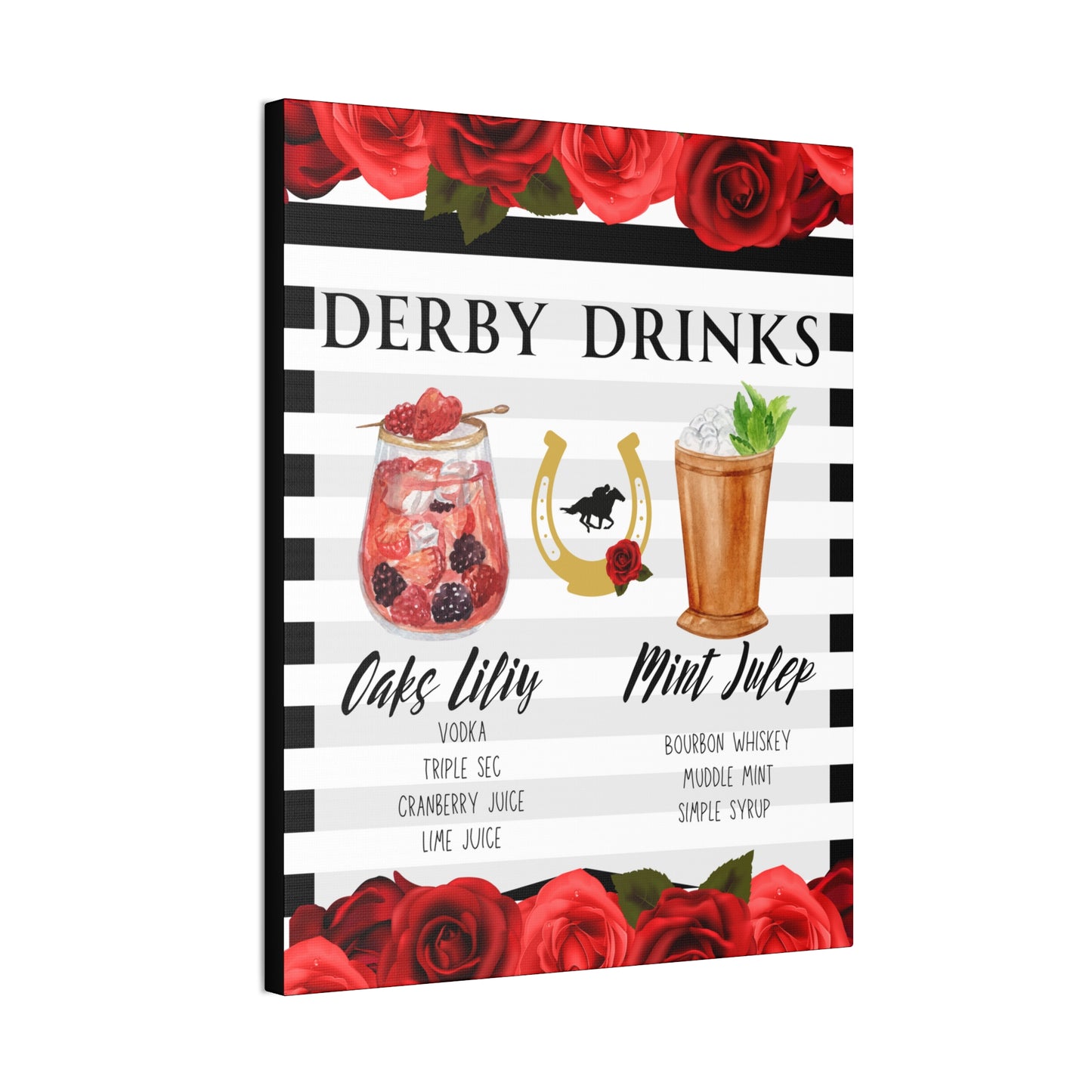 Kentucky Derby Drinks Poster, Canvas Stretched