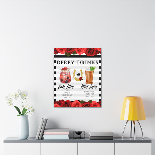 Kentucky Derby Drinks Poster, Canvas Stretched