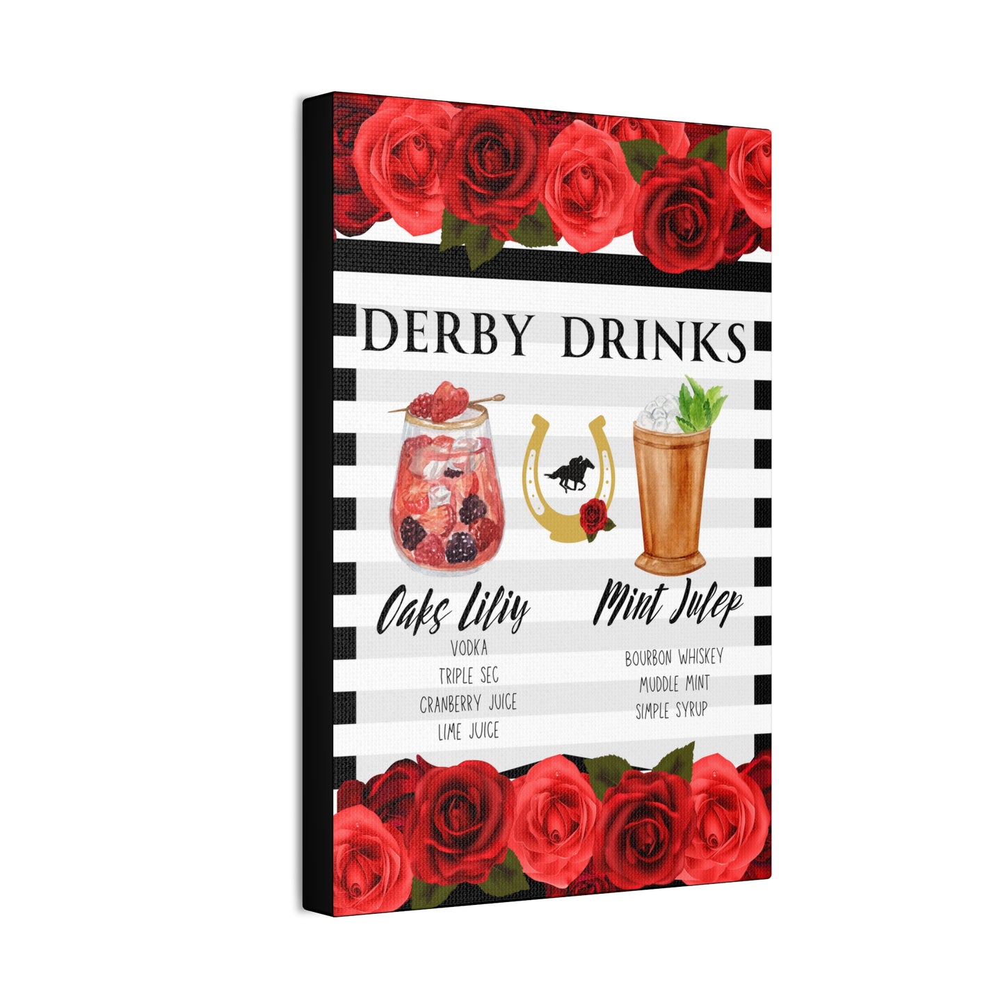 Kentucky Derby Drinks Poster, Canvas Stretched