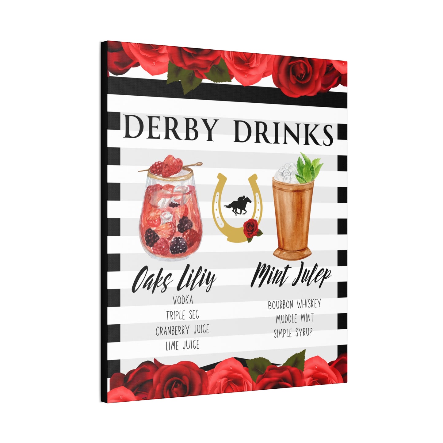 Kentucky Derby Drinks Poster, Canvas Stretched