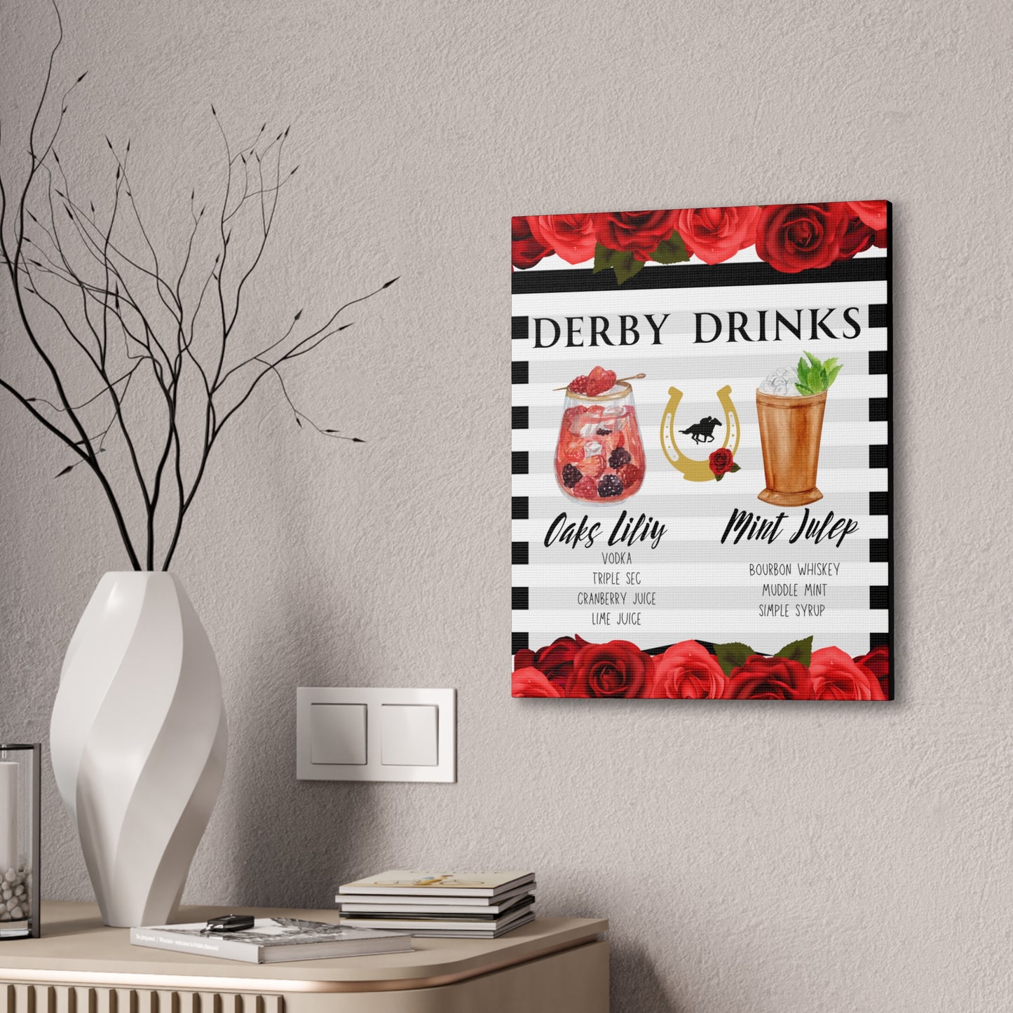 Kentucky Derby Drinks Poster, Canvas Stretched