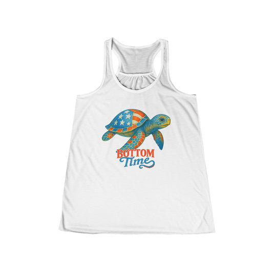 July 4th Tank, Patriot Sea Turtle Women's Flowy Tank Top, Independence Day Apparel, Summer Fashion, Beachwear, Gift for Sea Turtle Lovers, Casual Wear
