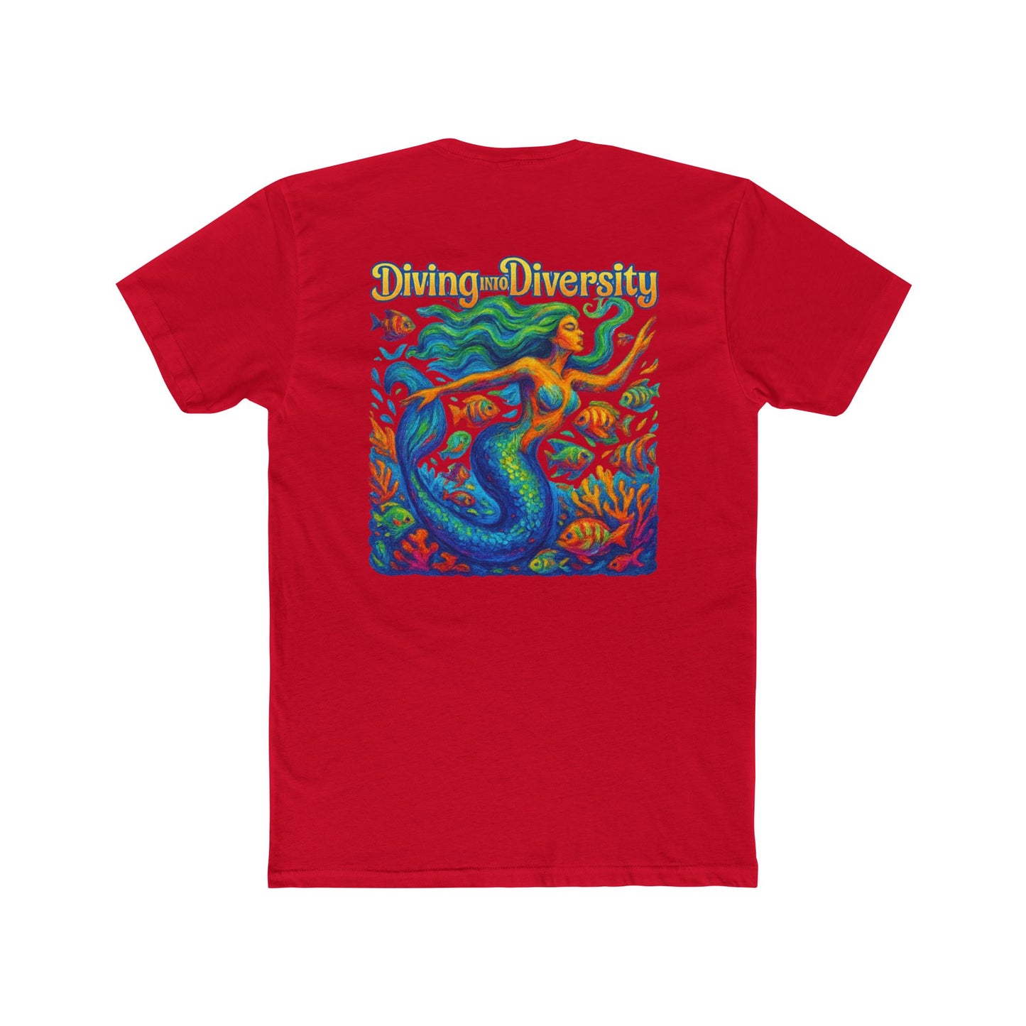 Diving Diversity Mermaid Tee | Unisex Cotton Crew Shirt, Ocean Vibes T-shirt, Beachwear, Casual Wear, Eco-Friendly Apparel, Pride wear