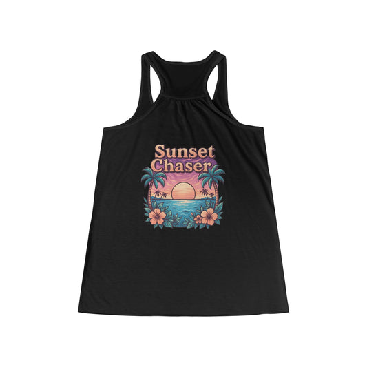 Women's Flowy Racerback Tank Top - Perfect for Summer Adventures, 'Bottom Time' & 'Sunset Chaser' Designs, Beachwear, Fitness Gear, [...]