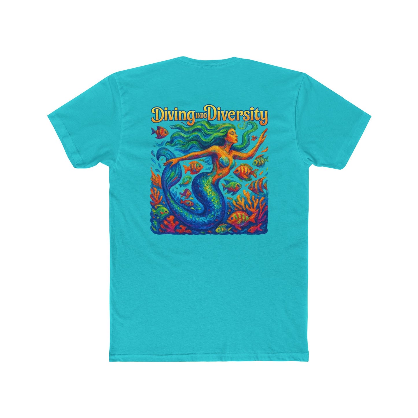Diving Diversity Mermaid Tee | Unisex Cotton Crew Shirt, Ocean Vibes T-shirt, Beachwear, Casual Wear, Eco-Friendly Apparel, Pride wear