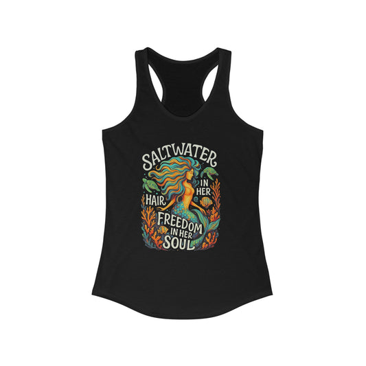 Mermaid Racerback Tank, Fun Beach Wear, Women's Summer Fashion, gift for mermaid lovers, beach wear, ocean love, vacation tank