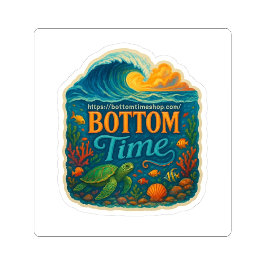 Colorful Wave and Turtle Kiss-Cut Stickers for Ocean Lovers, Surfing Enthusiasts, Beach Decor, Nature Enthusiasts, Waterproof Stickers