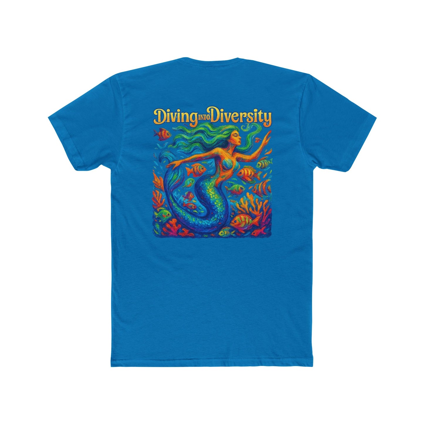 Diving Diversity Mermaid Tee | Unisex Cotton Crew Shirt, Ocean Vibes T-shirt, Beachwear, Casual Wear, Eco-Friendly Apparel, Pride wear