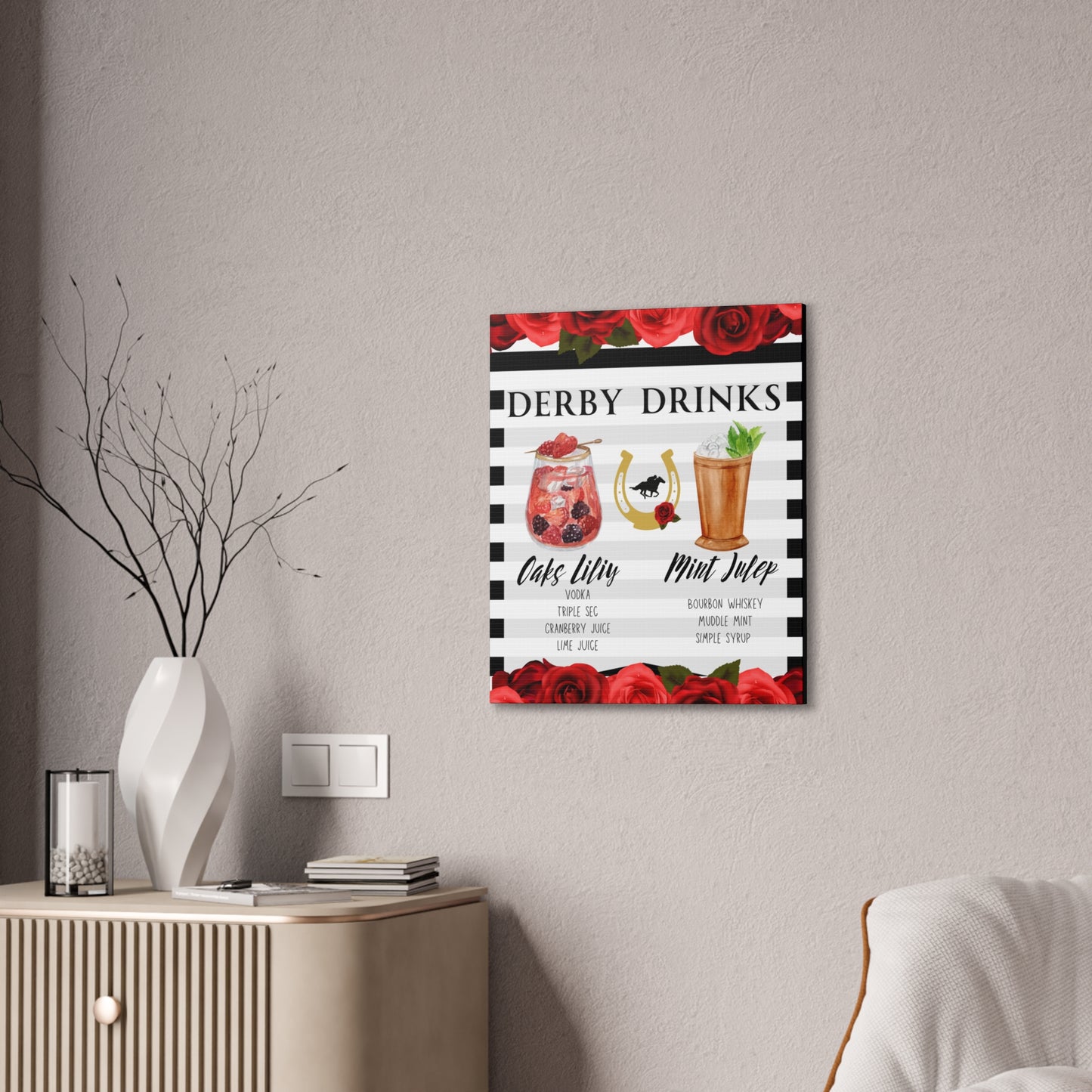 Kentucky Derby Drinks Poster, Canvas Stretched