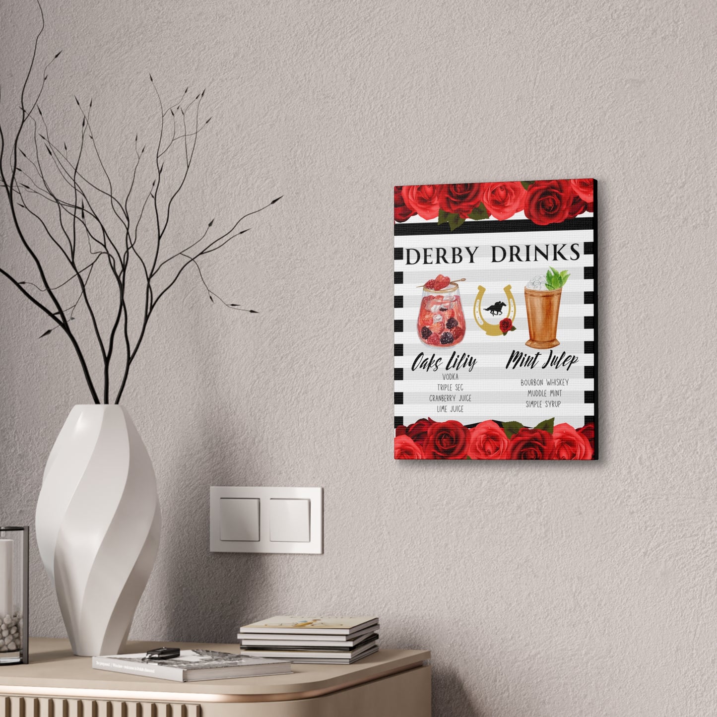 Kentucky Derby Drinks Poster, Canvas Stretched