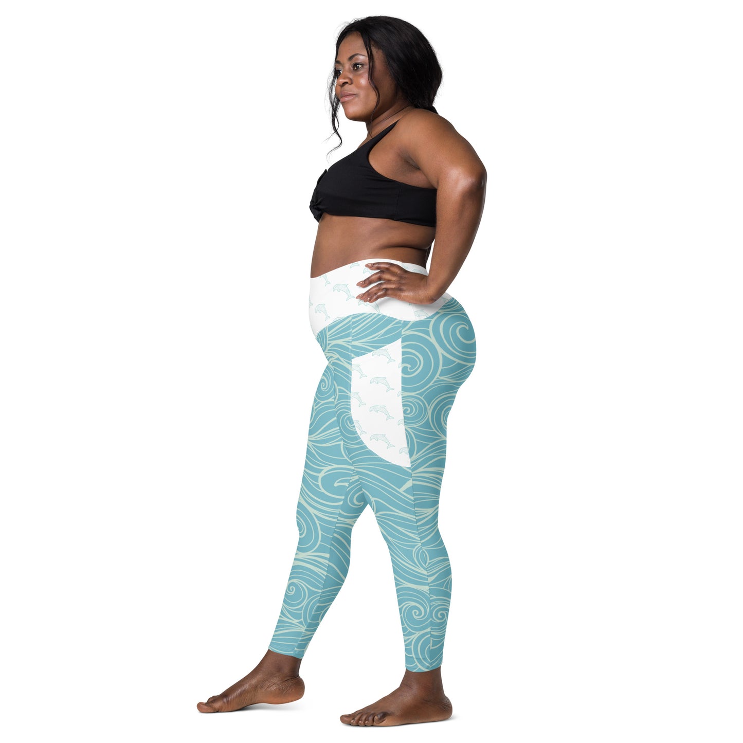 Bottom Time™ Eco-Friendly Dive Leggings, with pockets, Blue, Dolphin, Sets