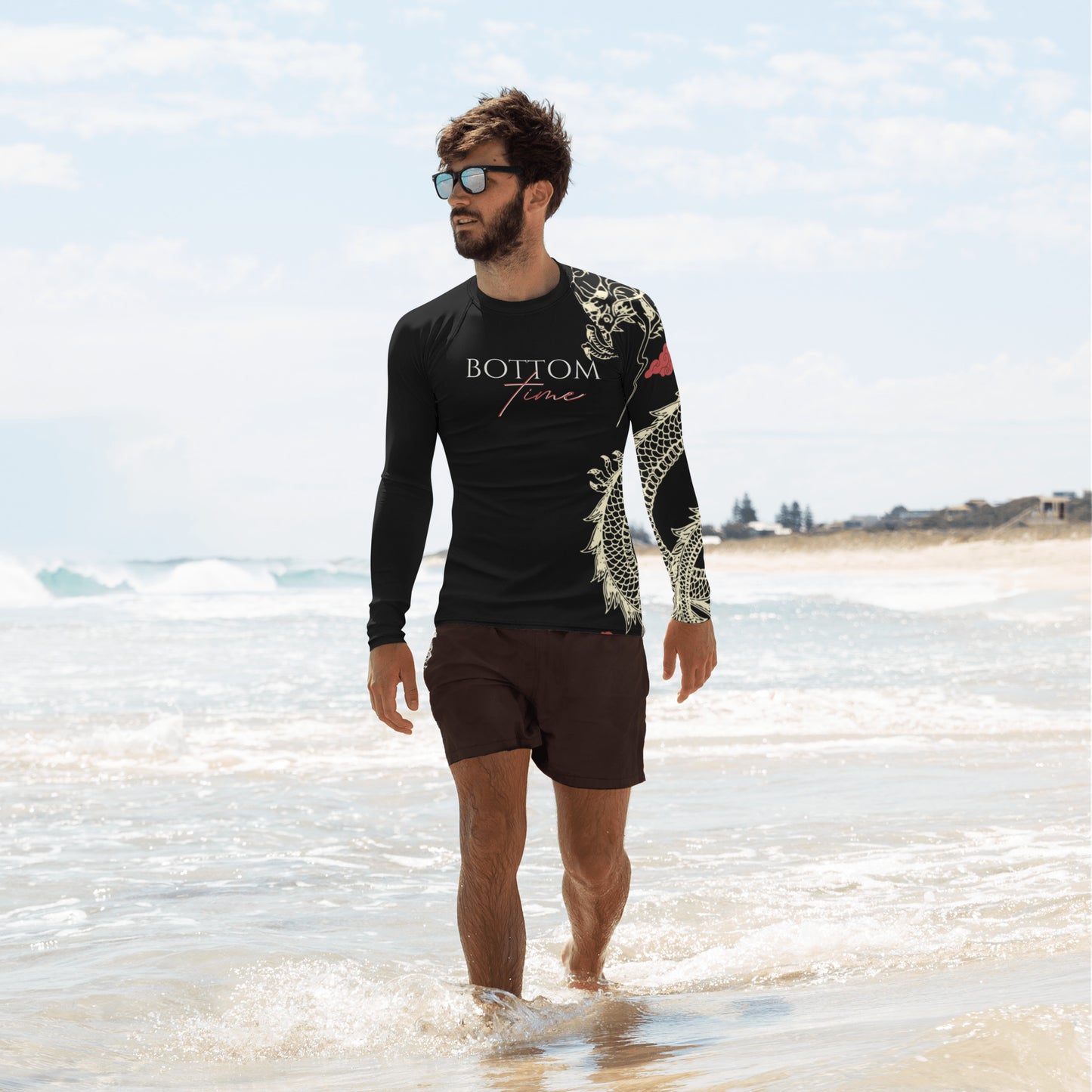 Bottom Time™ Eco-Friendly Men's Rash Guard, Custom, Dragon, Sets