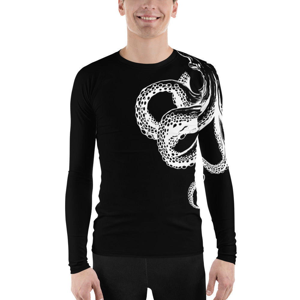 Mens Octopus black and white rash guard