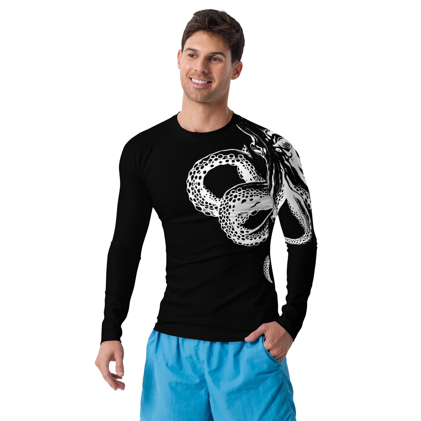 Bottom Time™ Eco-Friendly Men's Rash Guard, Octopus Shirt