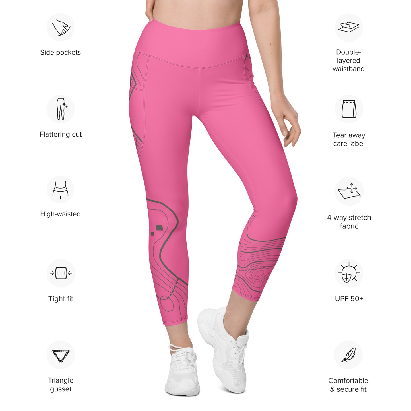 Bottom Time™ Eco-Friendly Dive Leggings, scuba pants with pockets pink, sets