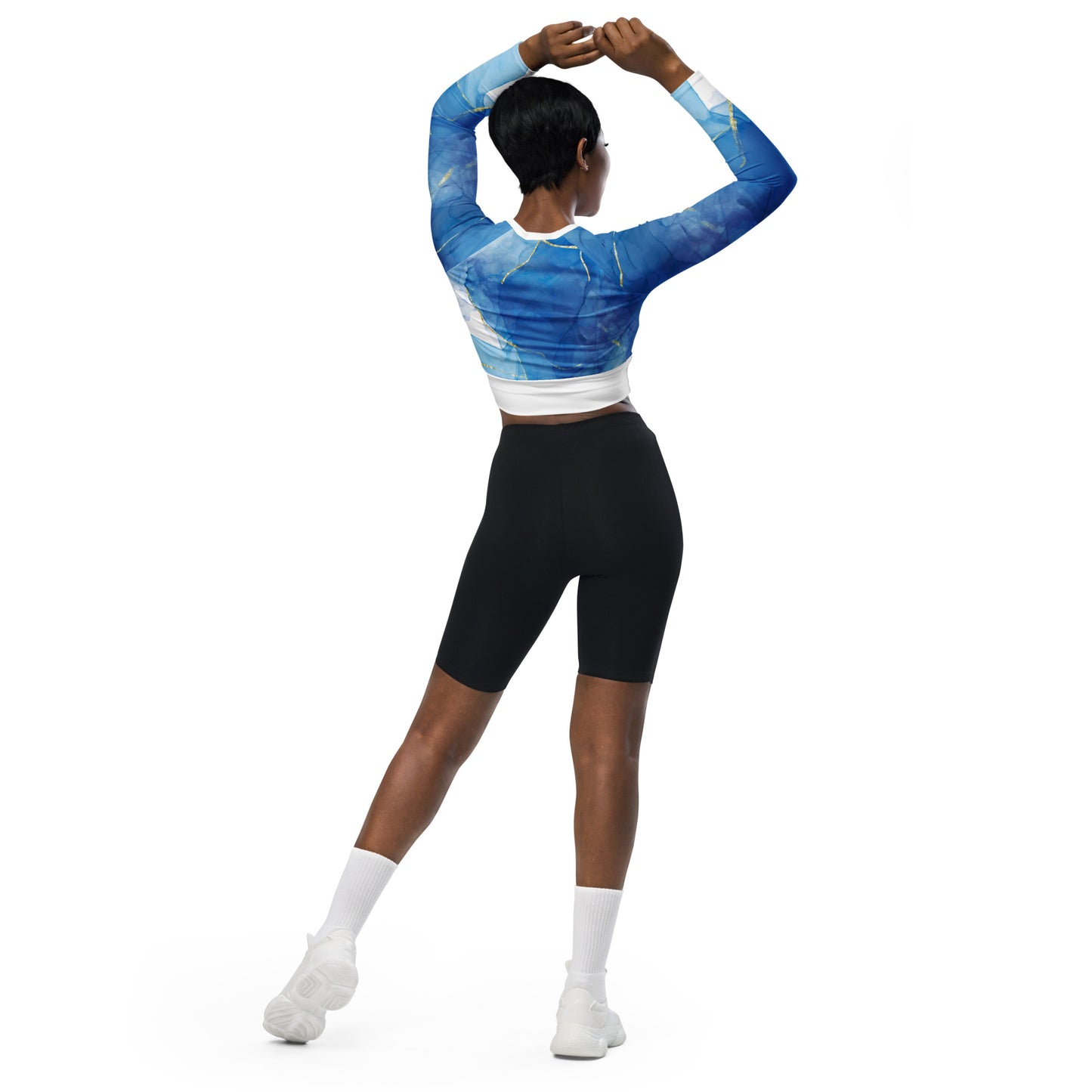 Bottom Time™ Eco-Friendly Long-Sleeve Crop Top, Rash Guard, Bubbles, Blue, Sets